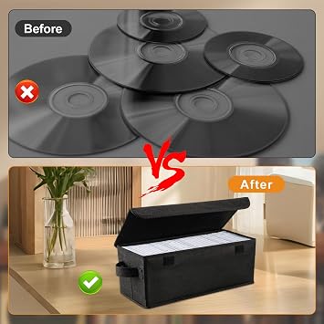 CD Storage Box - Pack of 2 CD Case Holder with Cover,14