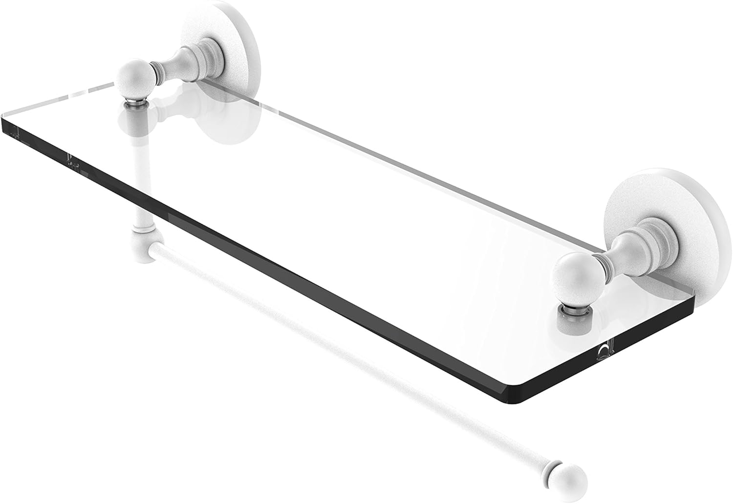 Allied Brass Prestige Skyline Collection 16 Inch Glass Shelf Paper Towel Holder, Matte Black