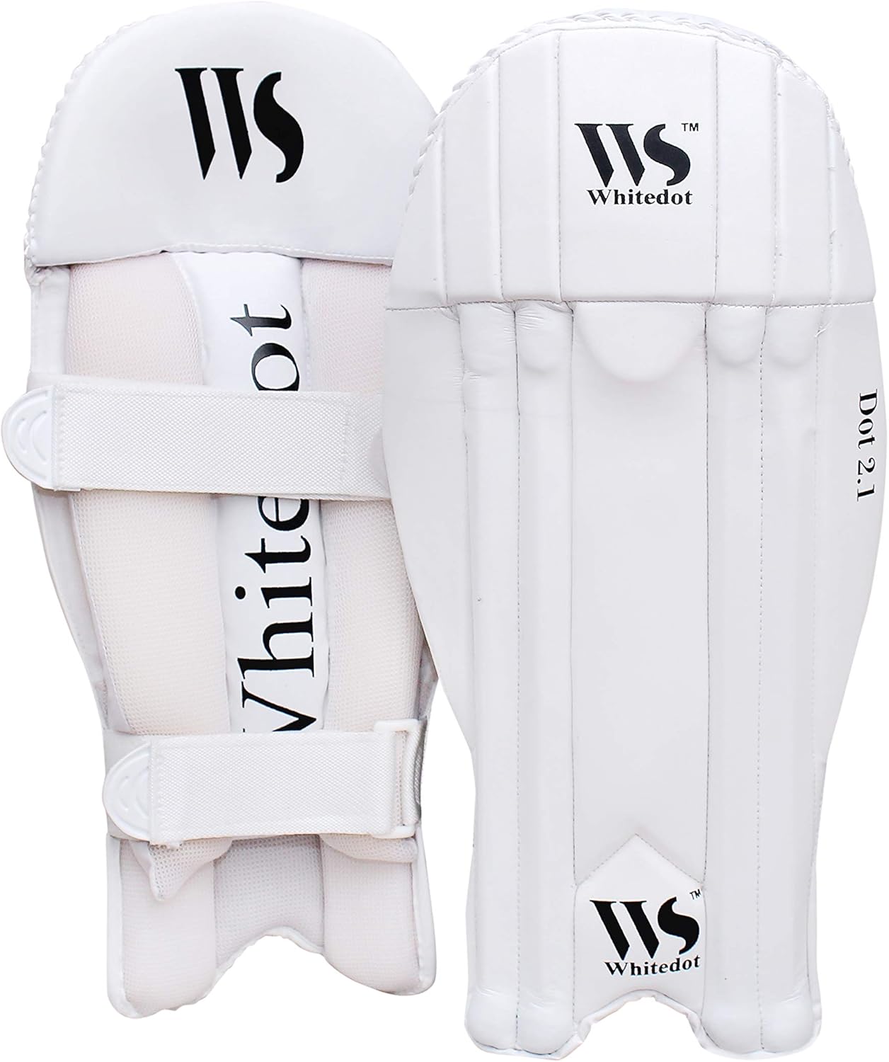 Dot 2.1 PU Cricket Wicket Keeping Pad, Mens, White
