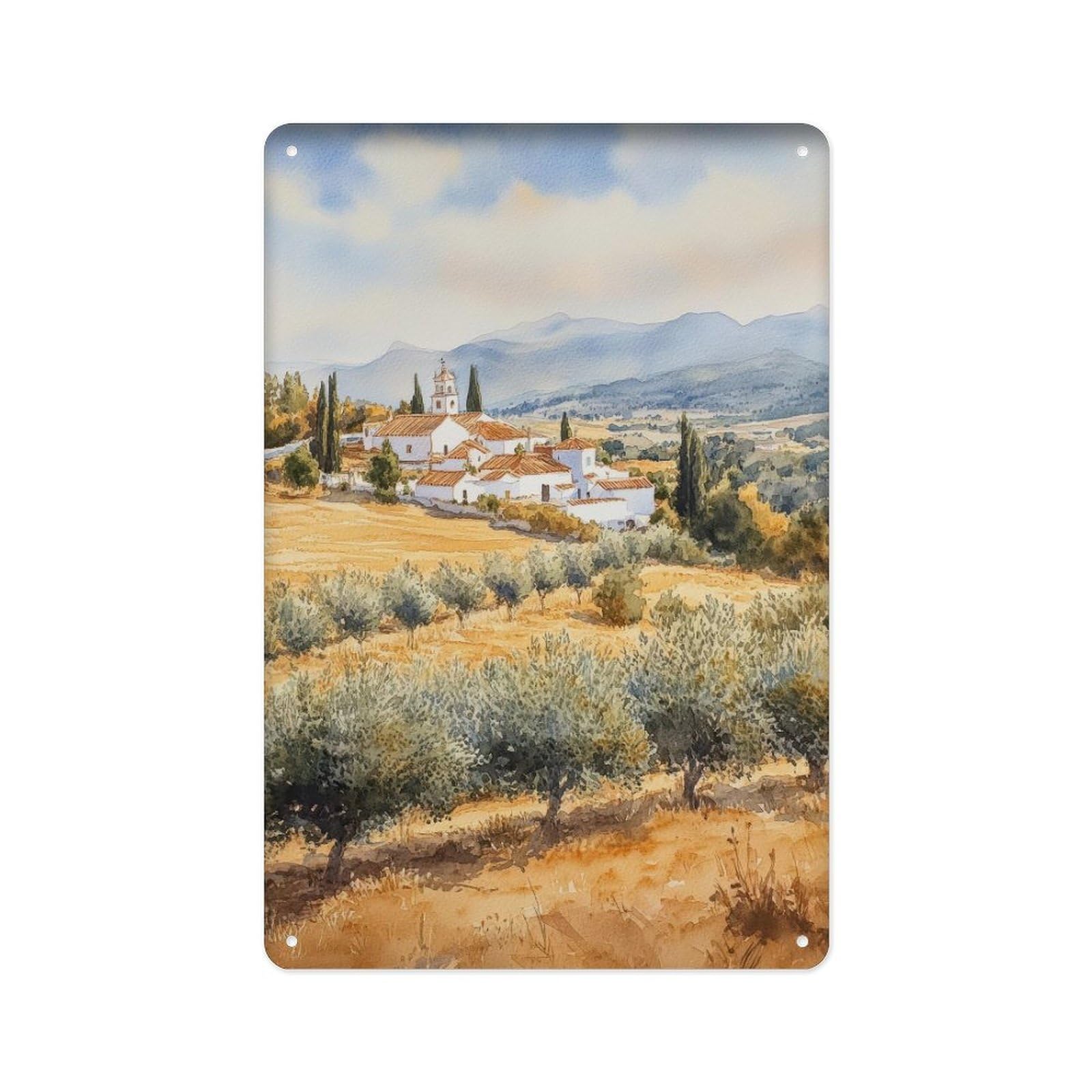 peiyeety Metal Tin Sign Andalusian Travel Poster, Spanish Landscape Art, Andalusian Landscape Painting, Spanish Land Decoration, Symbolic Alhambra Art (2) 8 X 12 Inch