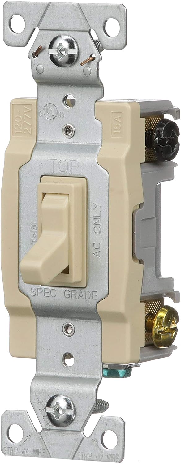 Eaton 1242-7V 15-Amp, 120-Volt Standard Grade 4-Way Framed Toggle AC Quiet Switch, Ivory