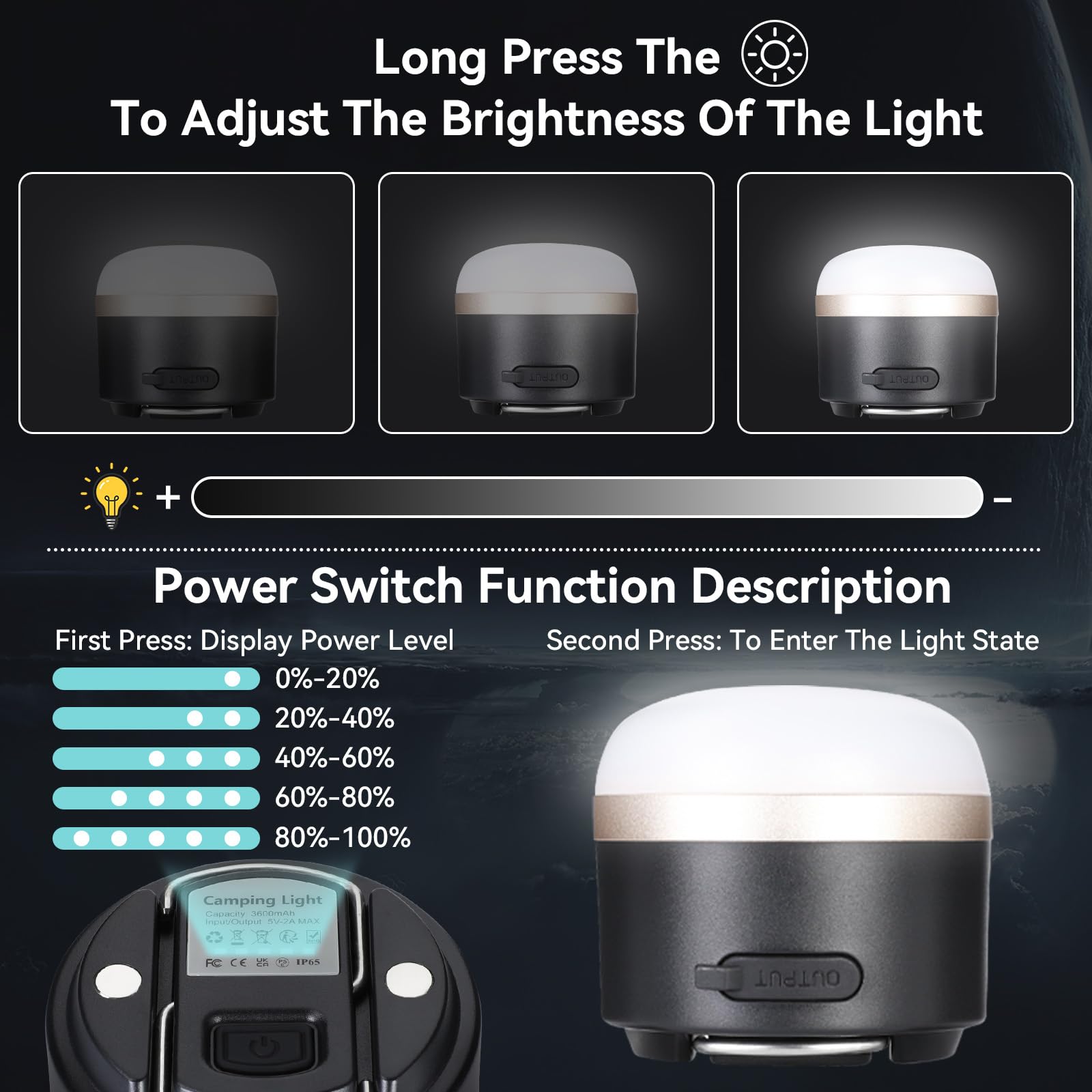 Romon Lampada Campeggio, 3600 mAh Ricaricabile RGB Colorata A Luce Ambiente Sfumata, Impermeabile IP65, Lampada Led Ricaricabile, Adatta Per Lavoro, Campeggio, Pesca, Escursionismo, Emergenza