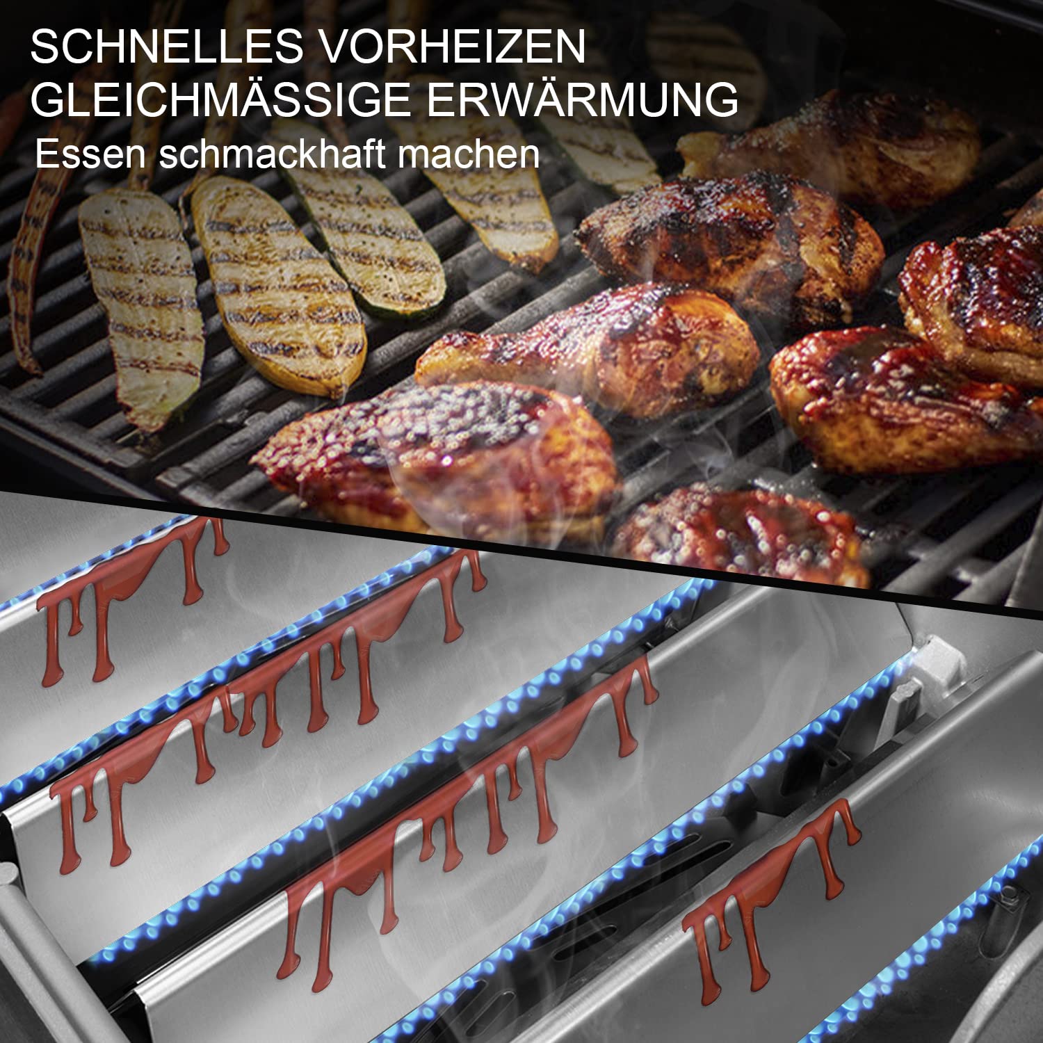 Barras de Sabor de Acero Inoxidable 7636 para Weber Spirit I & II 300 Series, Spirit E310, E320, E330, S310, S320, S330, 38,9 cm, para Placa de Calor de 38,9 cm, para Weber Spirit