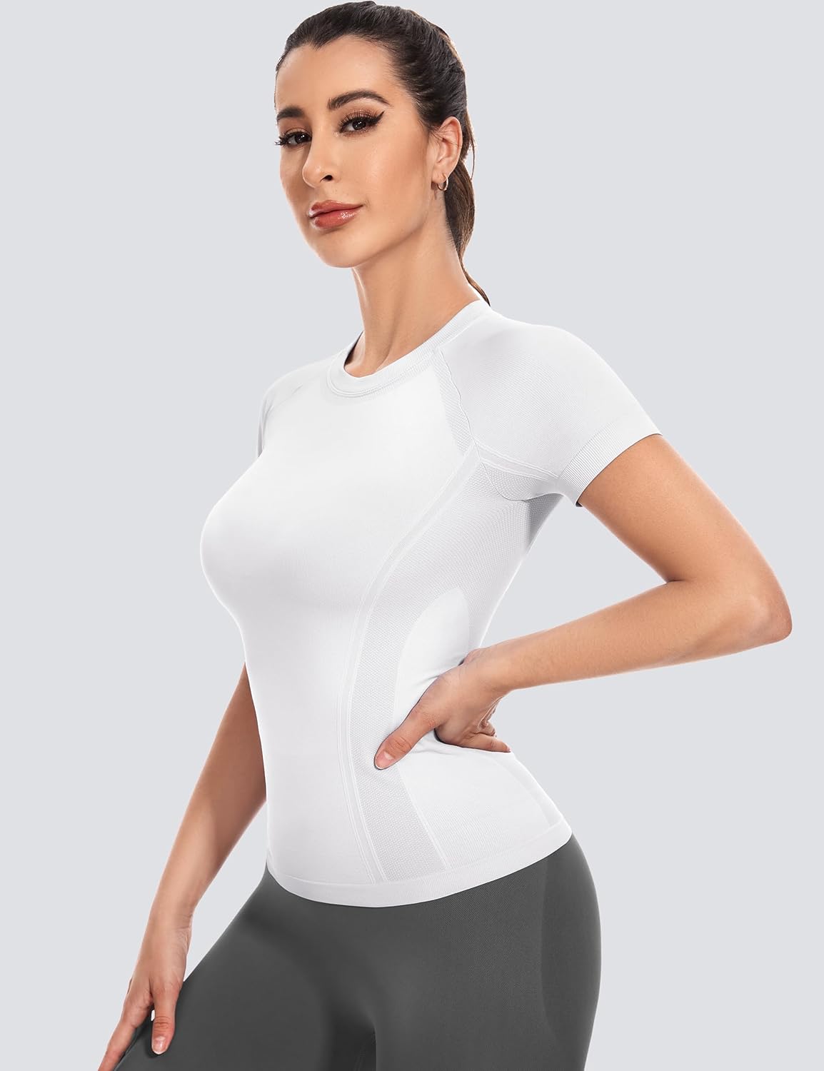 MathCat Short Sleeve Workout Tops for Women,Workout Shirts for Women,Seamless Yoga Athletic Shirts Gym Running Shirts - Image 4