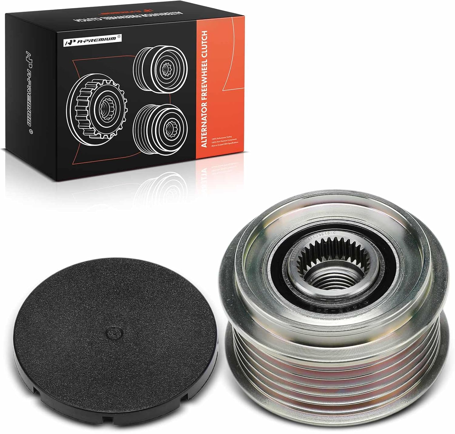 A-Premium Alternator Freewheel Clutch Pulley, 6 Grooves, Compatible with Hyundai Elantra 2017-2020 1.4L 2.0L, Kona 2018-2020 2.0L, Clockwise