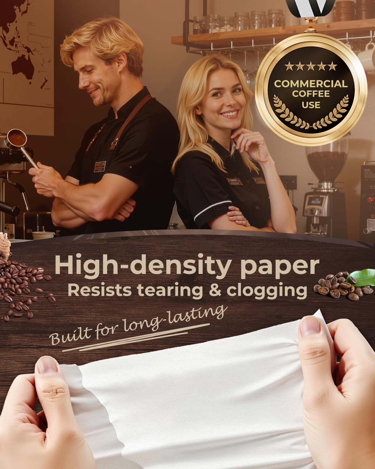 50766.0001 - Rollo de papel de filtro para cafetera Bunn Sure Immersion de 9 x 9 x 8 pulgadas, blanco, papel de filtro de alta densidad para filtración precisa y café transparente, ideal para uso
