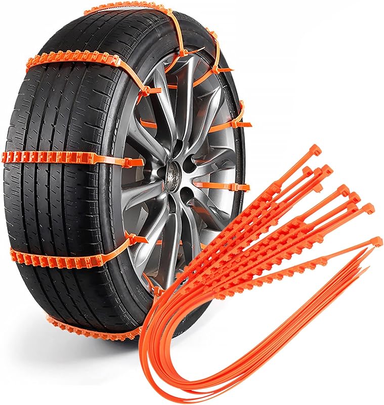Reusable Snow Tire Chains for Trucks & SUVs - 2025 Upgrade 10 PCS Emergency Anti-Skid Traction Chains, Heavy Duty Plastic Wheel Cables for Winter Driving on Snow/Ice & Muddy Roads