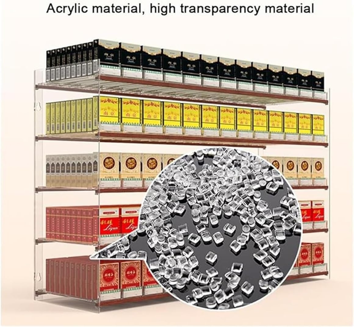 Multifunctional Cigarette Display Holder & Wall Frames, Waterproof Cigarette Case Organizer for Retail Cabinet, Easy Installation (44.5x29x44.7cm)