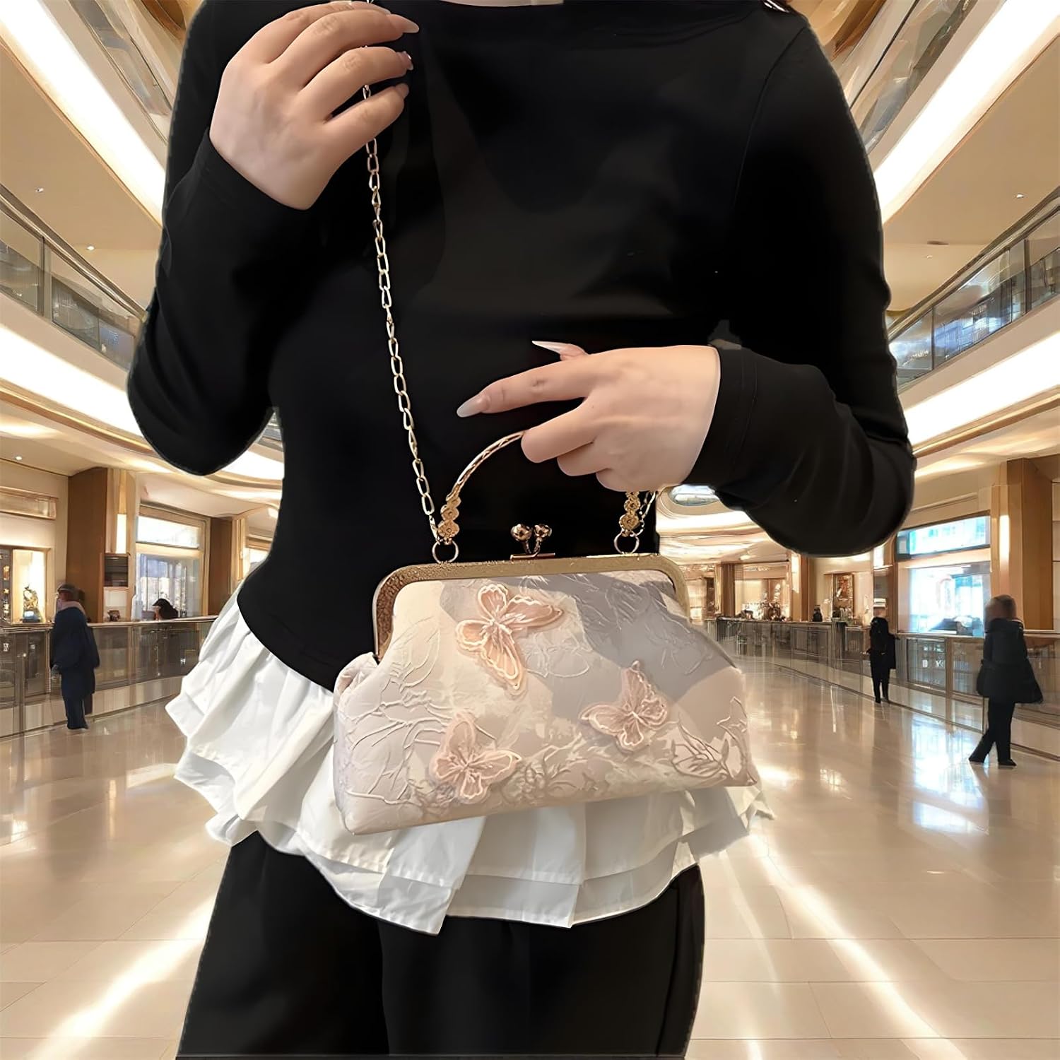 Elegant Embroidered Butterfly Clutch Purse for Women, Retro Crossbody Shoulder Bag, Party Purses Bridal Wedding Handbag