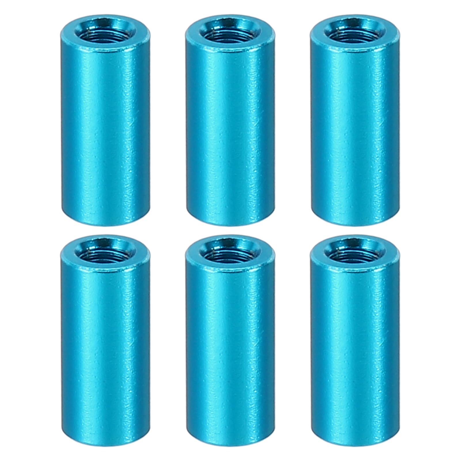 PATIKIL 12pcs M3 Metal Threaded Standoff Spacer Nuts, Round Aluminum Spacers Female Coupling Screws, 1/8" ID x 3/16" OD, Blue, (10mm L)