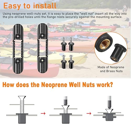 Miniatura 4 de Clips de soporte para remo de kayak (incluyendo tornillos), clip universal para remo de kayak montado en cubierta y clip de red de pesca