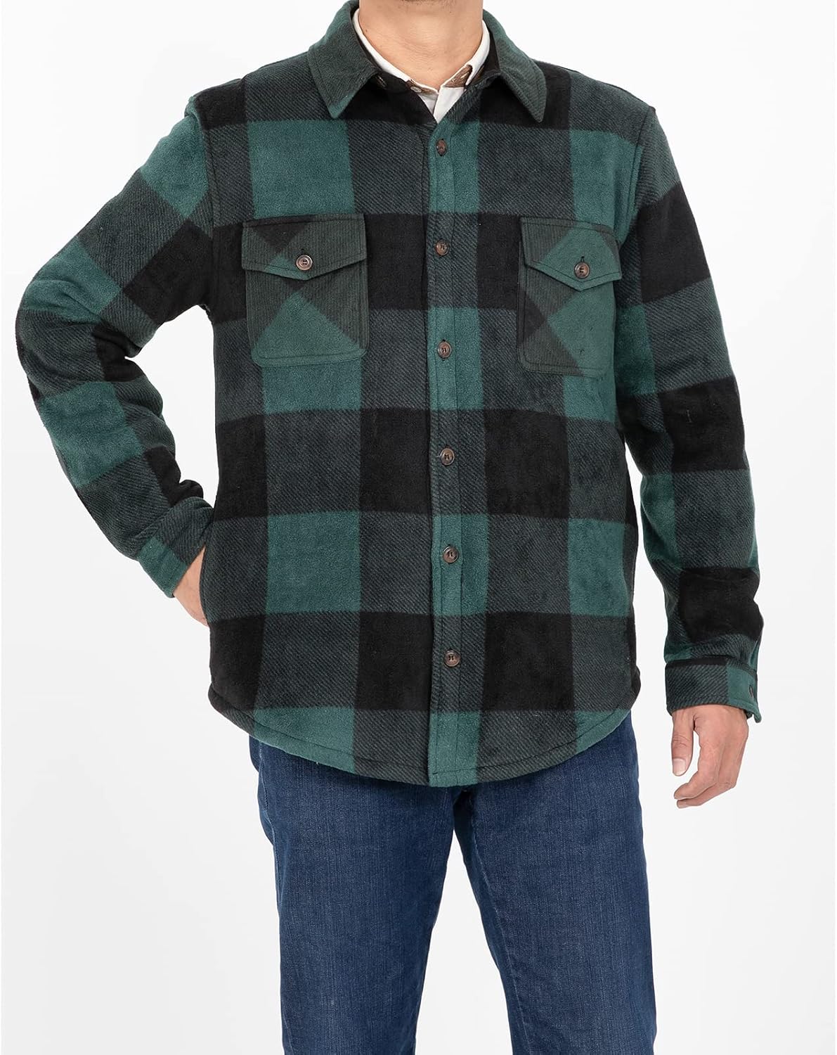 Men's Warm Sherpa Lined Fleece Plaid Flannel Shirt Jacket(All Sherpa Fleece Lined) - Image 5