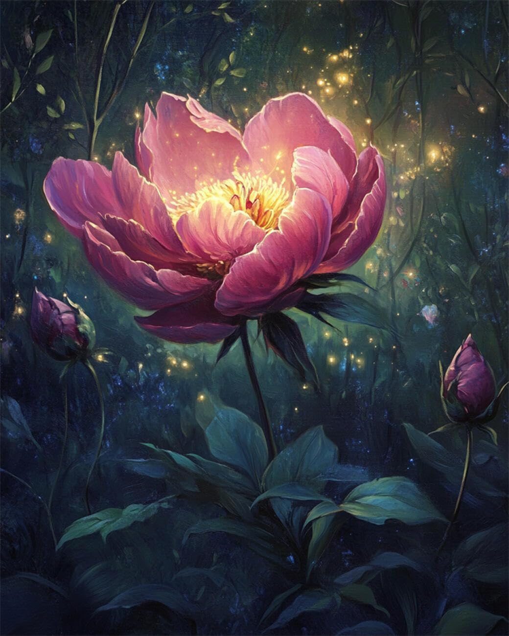 AMBATTERY Flowers DIY Seed Bead Embroidery Kits Forests Peony Bead Embroidery Kit for Adults Needlepoint Tapestry Set Beaded Stitching 40x50cm