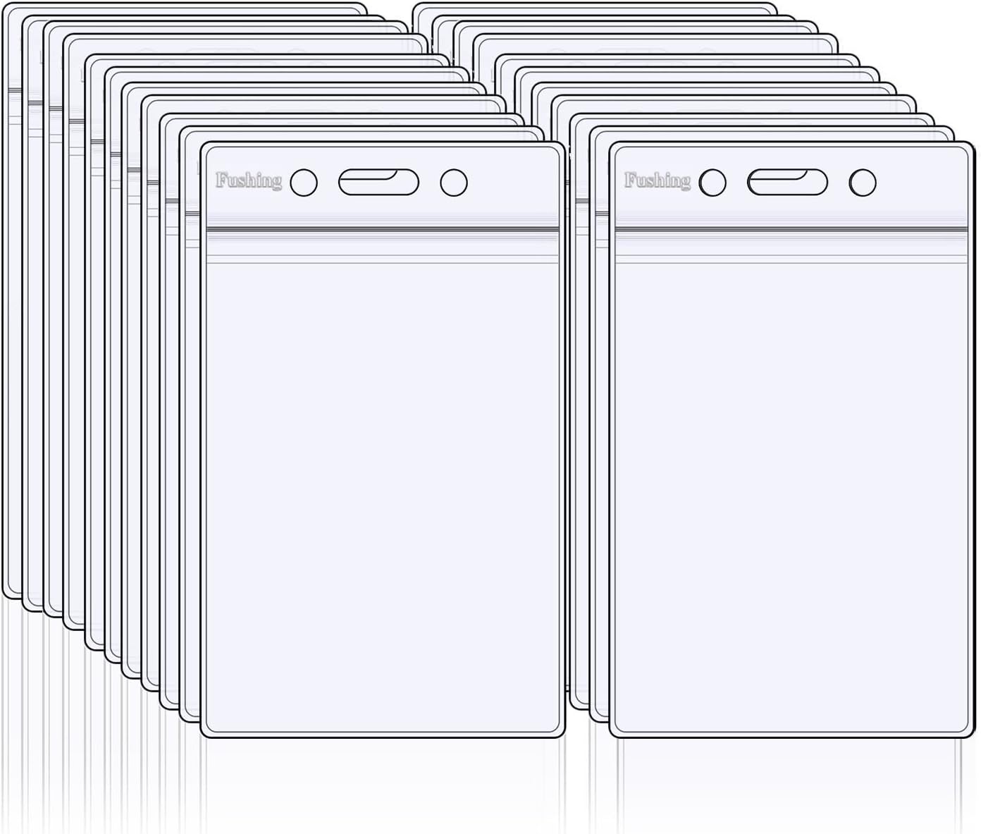 Fushing Pack of 50 Clear Plastic Vertical Badge Holders, Name Tag