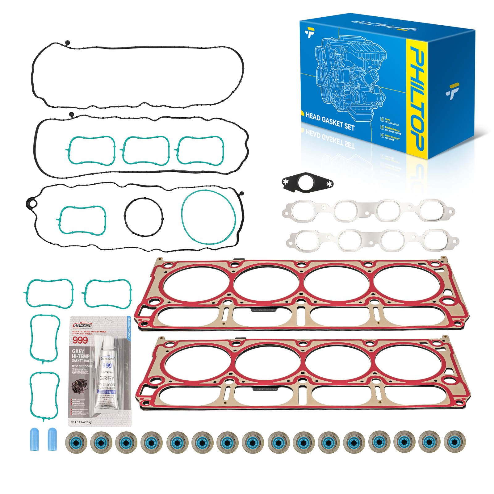 PHILTOP HGS3244 Head Gasket Set Fit for Yukon XL 2016, Head Gasket Kit for Cadillac Escalade 2015 6.2L