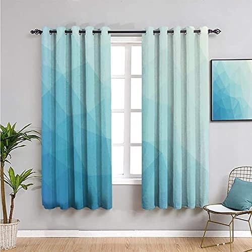 KADSON Cortina opaca para ventana, color verde azulado y blanco, patrón inspirado en degradé, cortinas con aislamiento térmico para oscurecer la