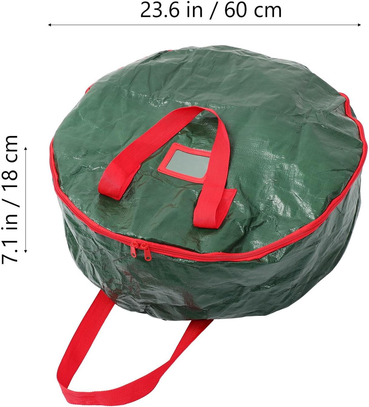 Christmas Wreath Storage Bag 60x18cm Pe Green Sturdy Zippered Holiday Garland Organizer for Christmas Decoration Storage