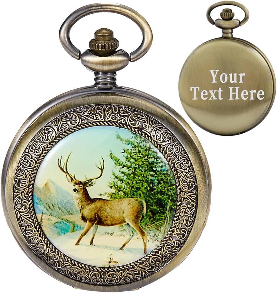 Classic Copper Design Hand Winding Mechanical Roman Number Steampunk Pocket Watch Mens Watches with Chain&Box