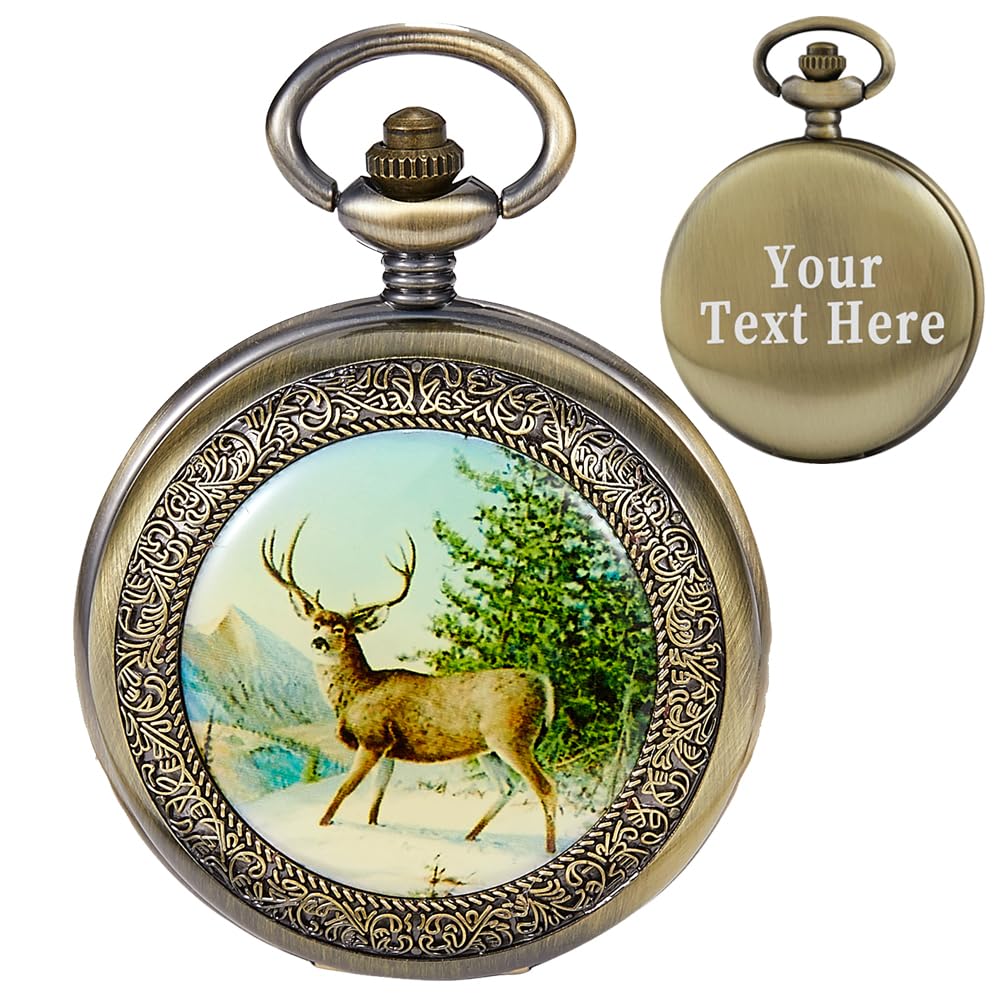 Classic Copper Design Hand Winding Mechanical Roman Number Steampunk Pocket Watch Mens Watches with Chain&amp;Box