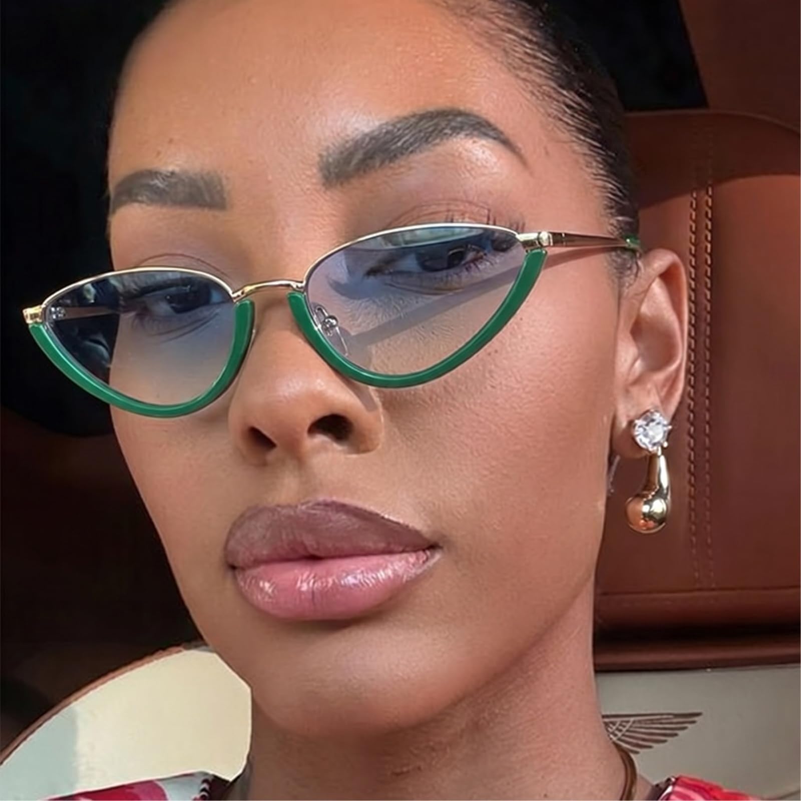Occhiali da Sole Cat Eye metà Cornice Donne Uv400, Y2k Punk Steampunk di Gatto per Le Festa Strada Moda Indossare-8pcs