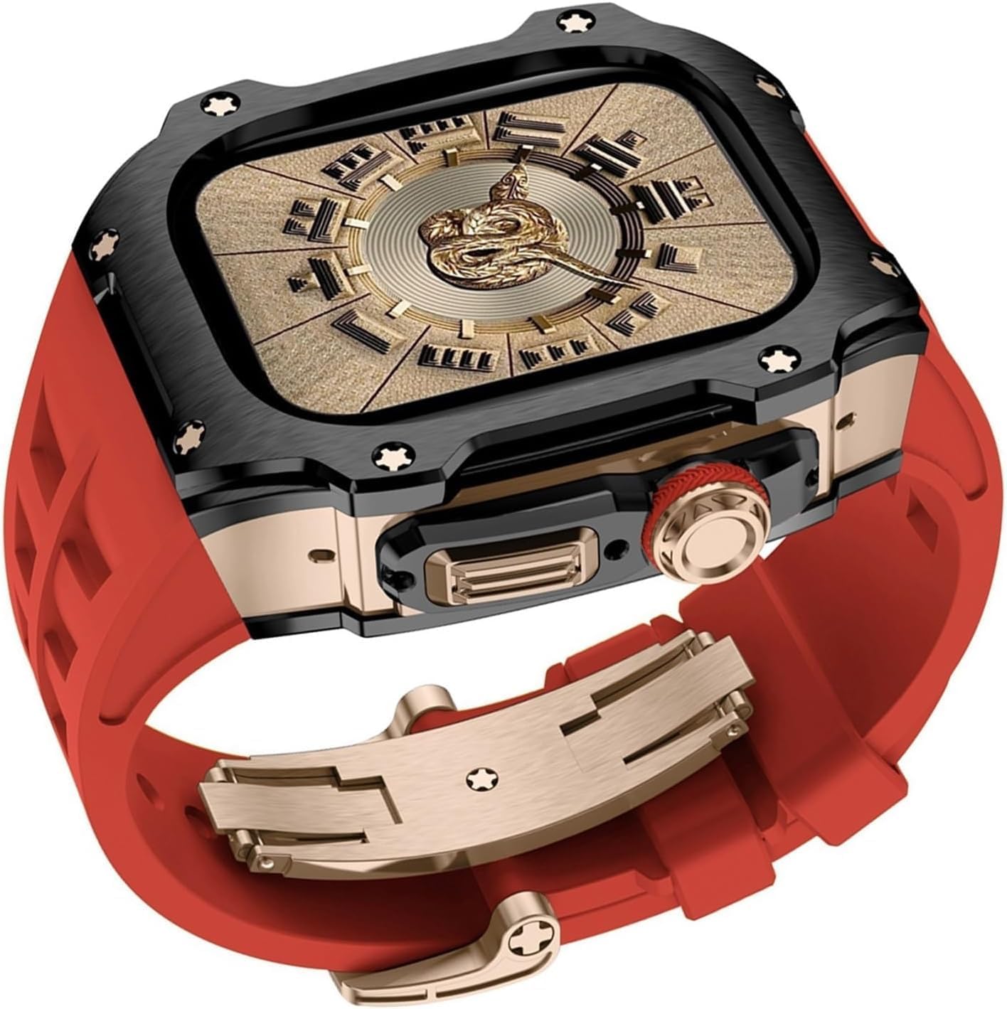 MXCERH RM Style Mod Kit Stainless Steel Metal Watch Case+Fluorine Rubber Watch Band，For Ultra 8 49MM Sport Watch Strap Bezel，For iWatch Ultra 8 Series With Tool