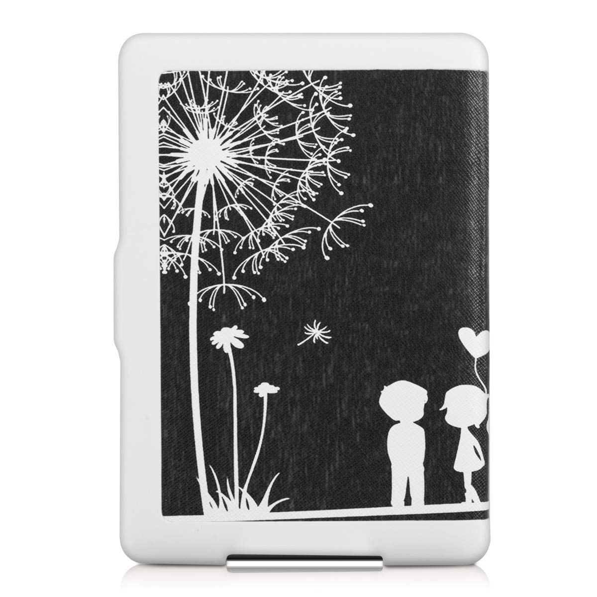 kwmobile Custodia eReader Compatibile con Amazon Kindle Paperwhite Cover - eBook Reader Flip Case - bianco/nero - Amore