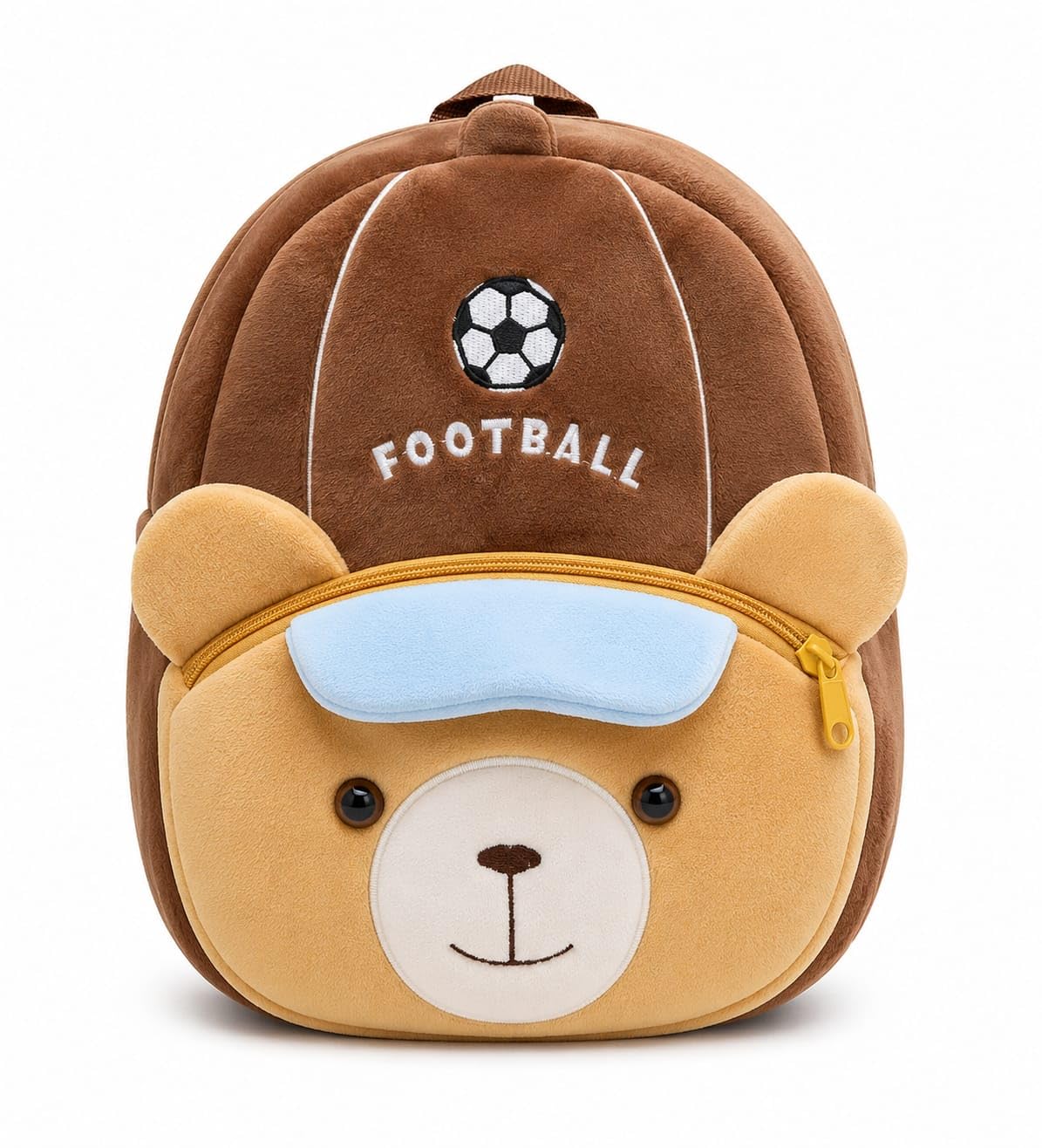 Kids Plush Teddy Bear Football Backpack for Toddlers, Brown-image-9