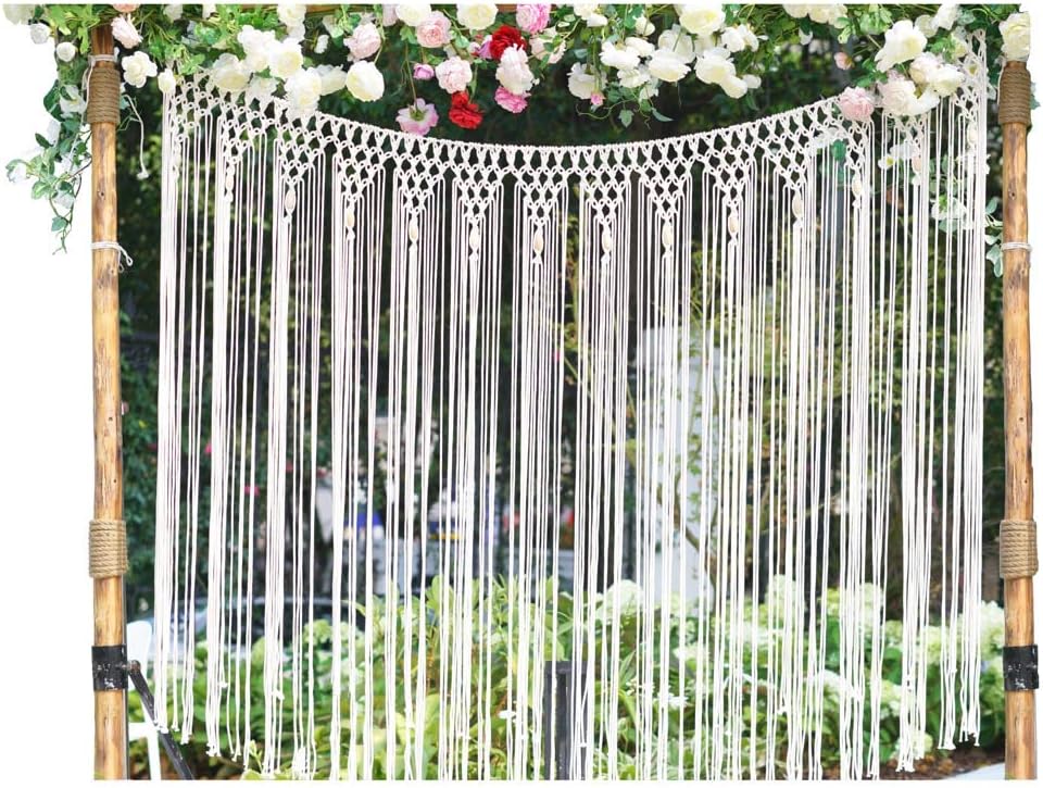Bohemian Macrame Wall Hanging Wedding Backdrop Window Curtain BedHead Arch Large, 60" W x 58" L