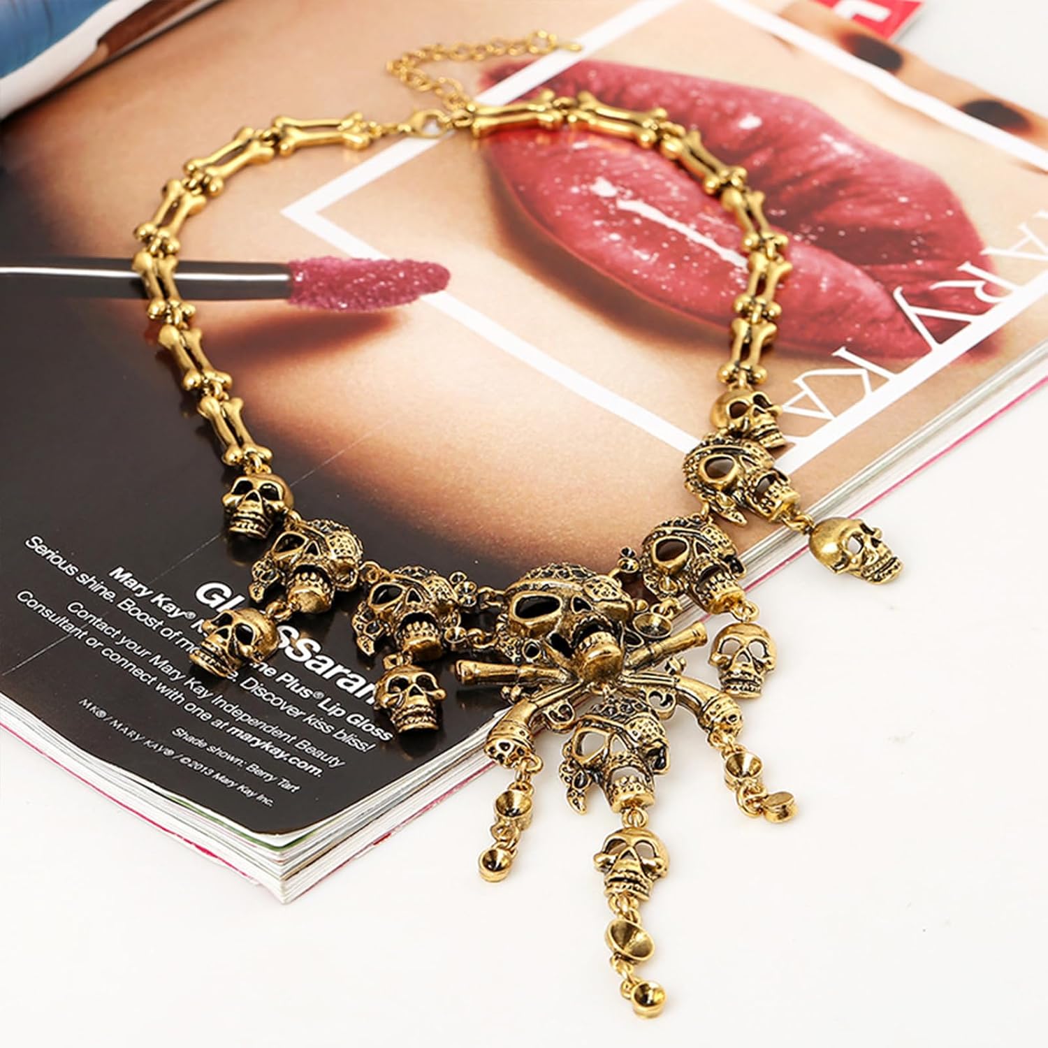 Halloween Pirate Necklace Earrings for Women Pirate Costume Accessories Pirate Skull Tassel Necklace Halloween Pirate Jewelry - Image 4