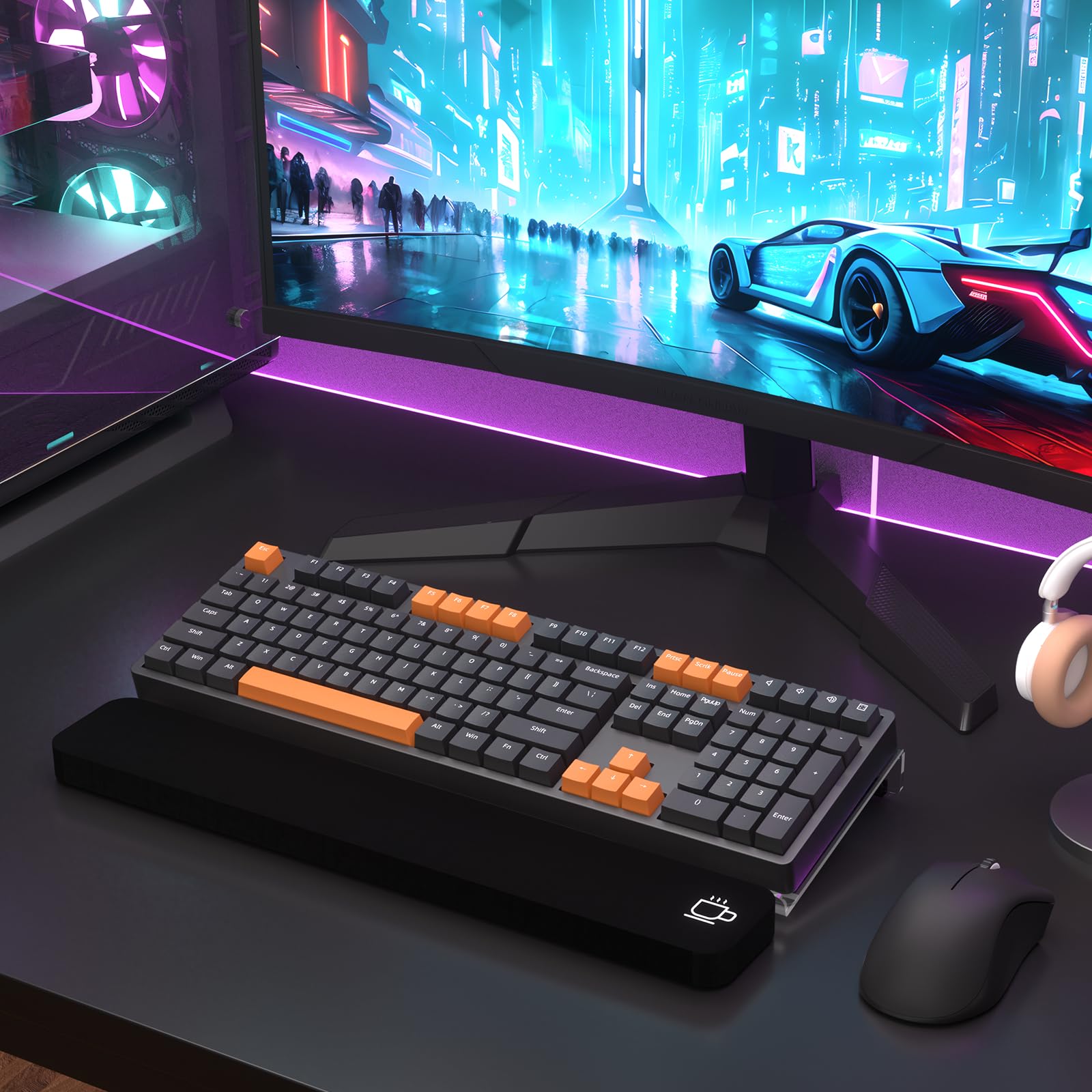 Supporto per Tastiera PC Acrilico Inclinato con Poggiapolsi Ergonomico Antiscivolo