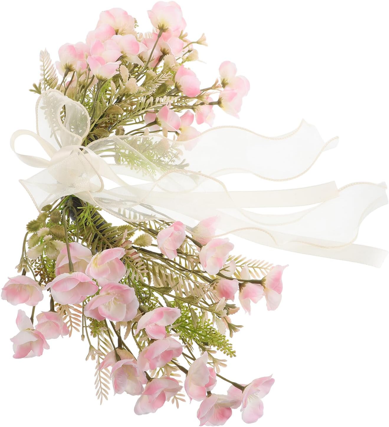 Artificial Pink Floral Wreath Swag for Door Decor, Faux Flower Handmade Wedding Wreath, Outdoor Indoor Seasonal Holiday Decoration for Front Door