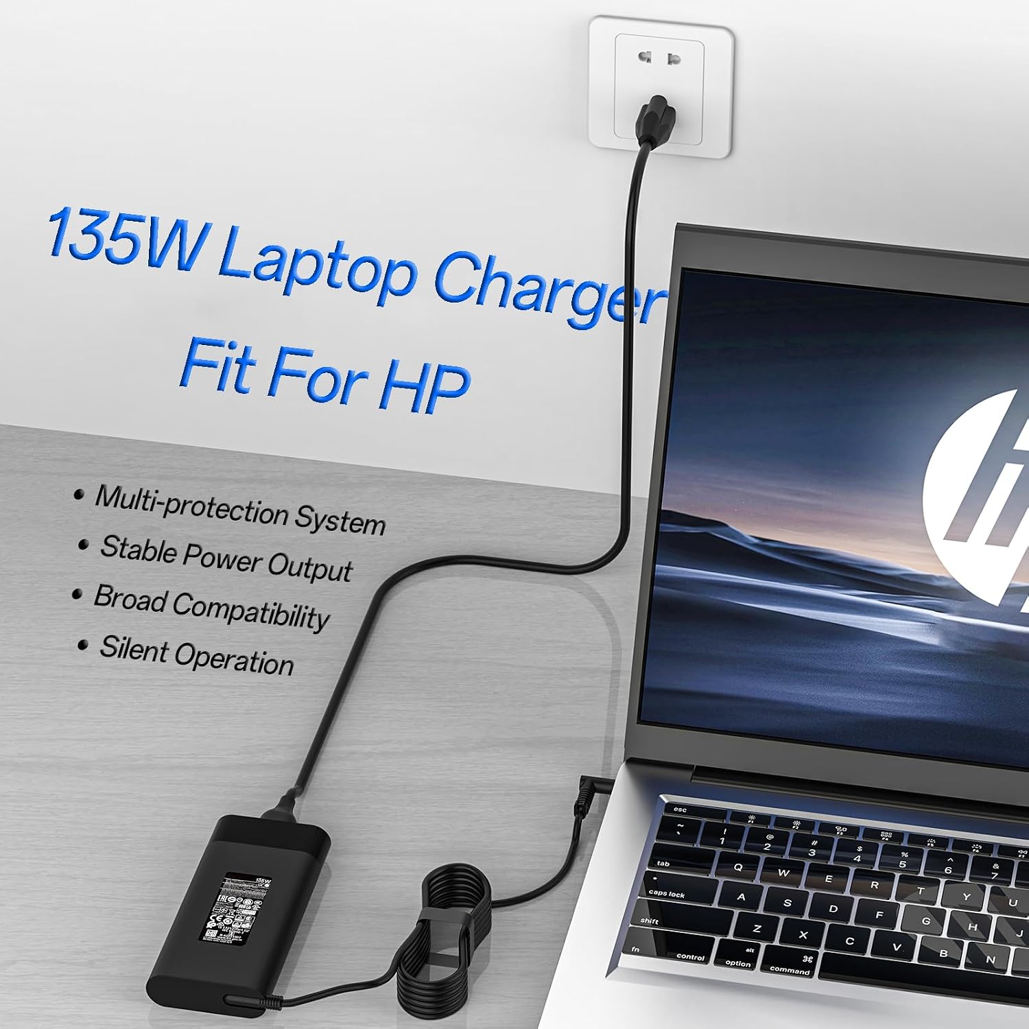 135W 19.5V 6.9A Laptop Charger for HP Spectre X360 15 15T 16 Pavilion Gaming 15 16 15-ec0751ms Omen 15 G5 G6 17 Envy 13 14 15 16 L15534-001 TPN-DA11 TPN-CA13 917649-850 Ac Adapter Power Cord