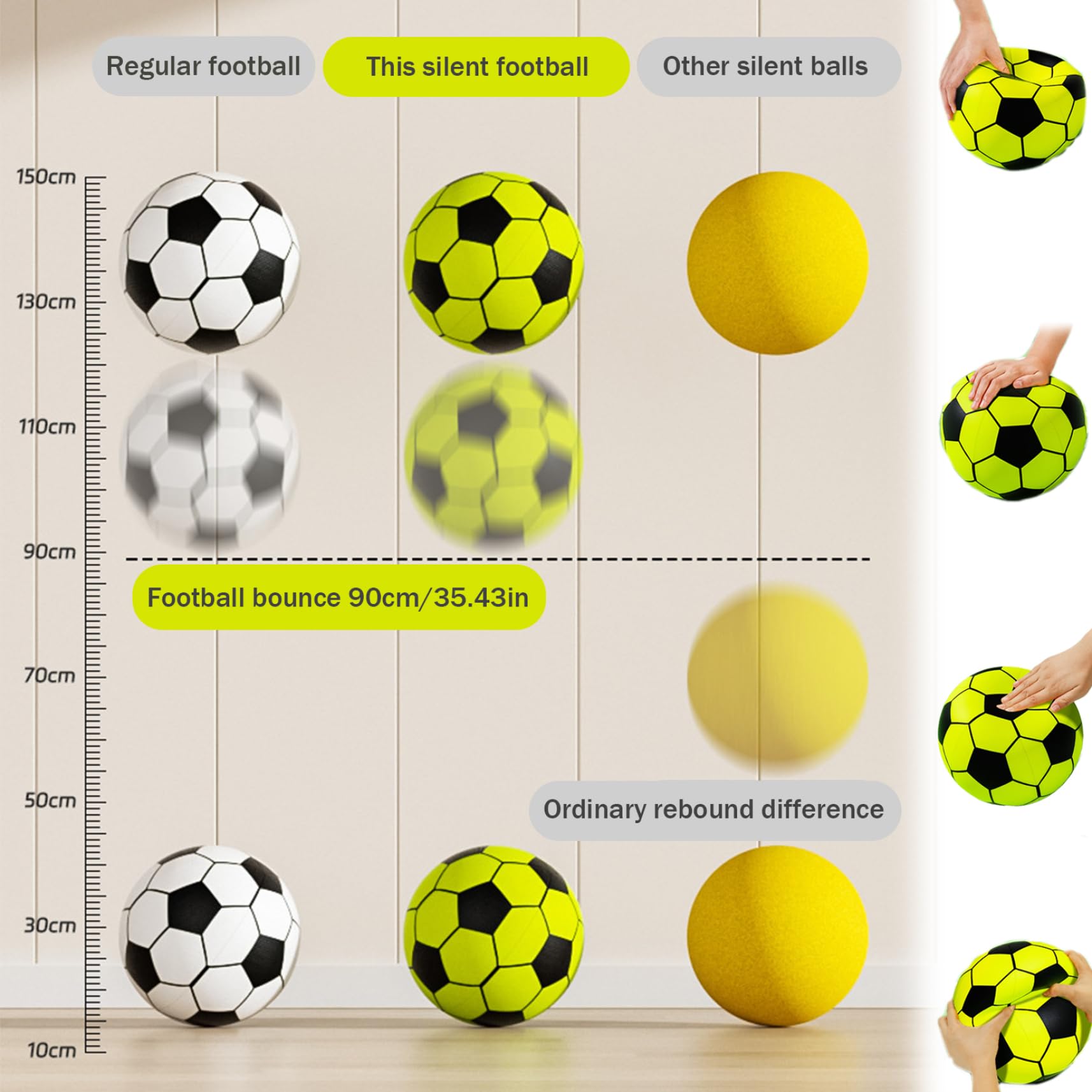 Ballon de football silencieux pour enfants, taille 5, en mousse PU avec absorption des chocs, ballon de football en éponge douce et antibruit pour l'entraînement et le jeu, jouet idéal pour les e