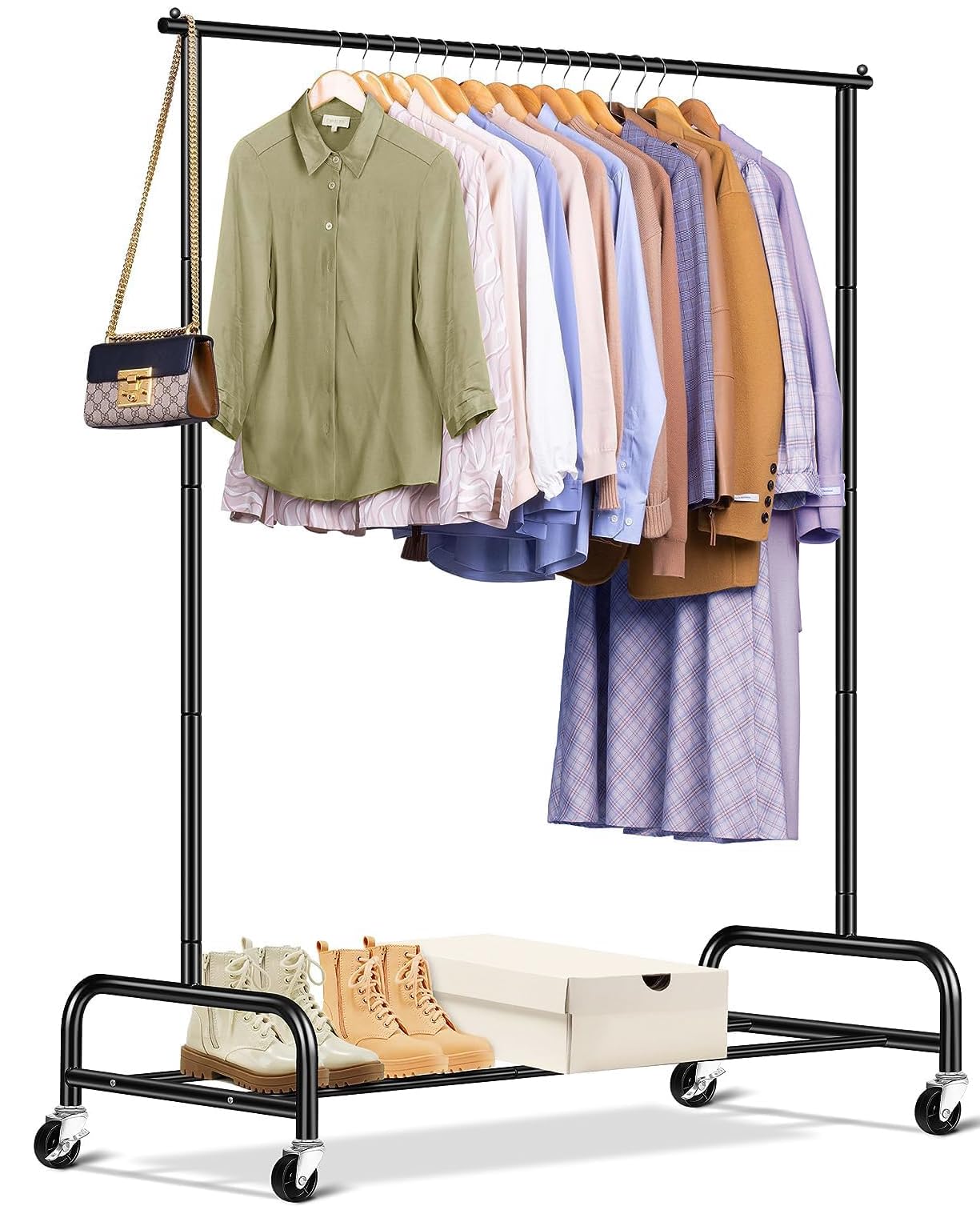 MISSLO Heavy Duty Clothes Rail for Hanging Clothing Rack, 110 CM ...