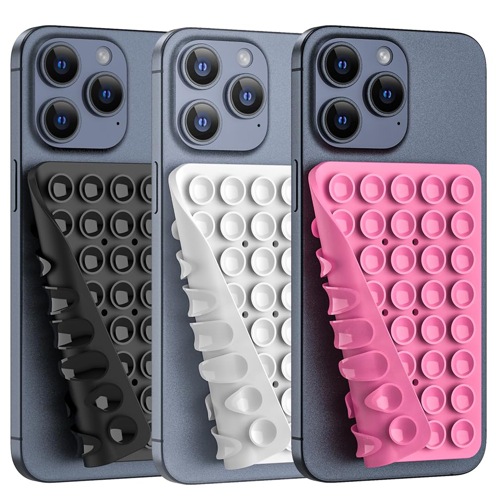 Double Sided Silicone Suction Phone Holder Mount, Silicon Accessory for iPhone and Android, Hands-Free Mirror Shower Phone Holder, TikTok Videos and Selfies (Combo C, 3PCS)-image-45