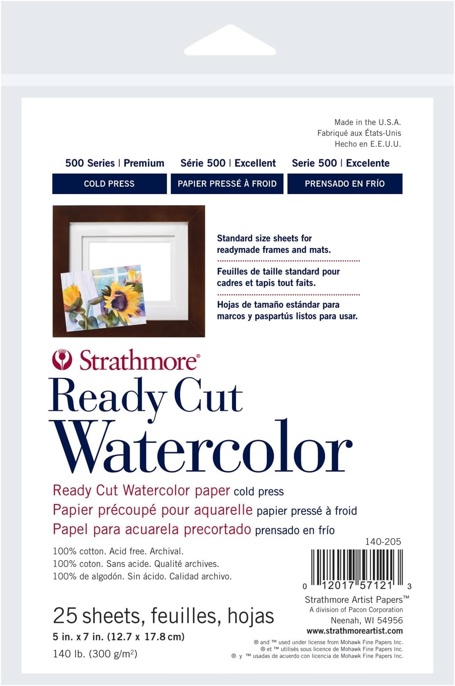 Strathmore 140-205 Watercolor Paper Pack 5 x 7-inch, 25 Sheets