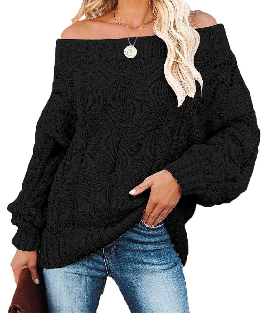 GOLDSTITCH Women's Off Shoulder Batwing Sleeve Loose