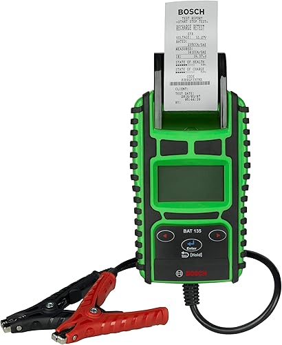 Bosch 1699200244 Bat 135 Probador de batería y sistema de carga con impresora integrada, abrazaderas desmontables y estuche de almacenamiento para