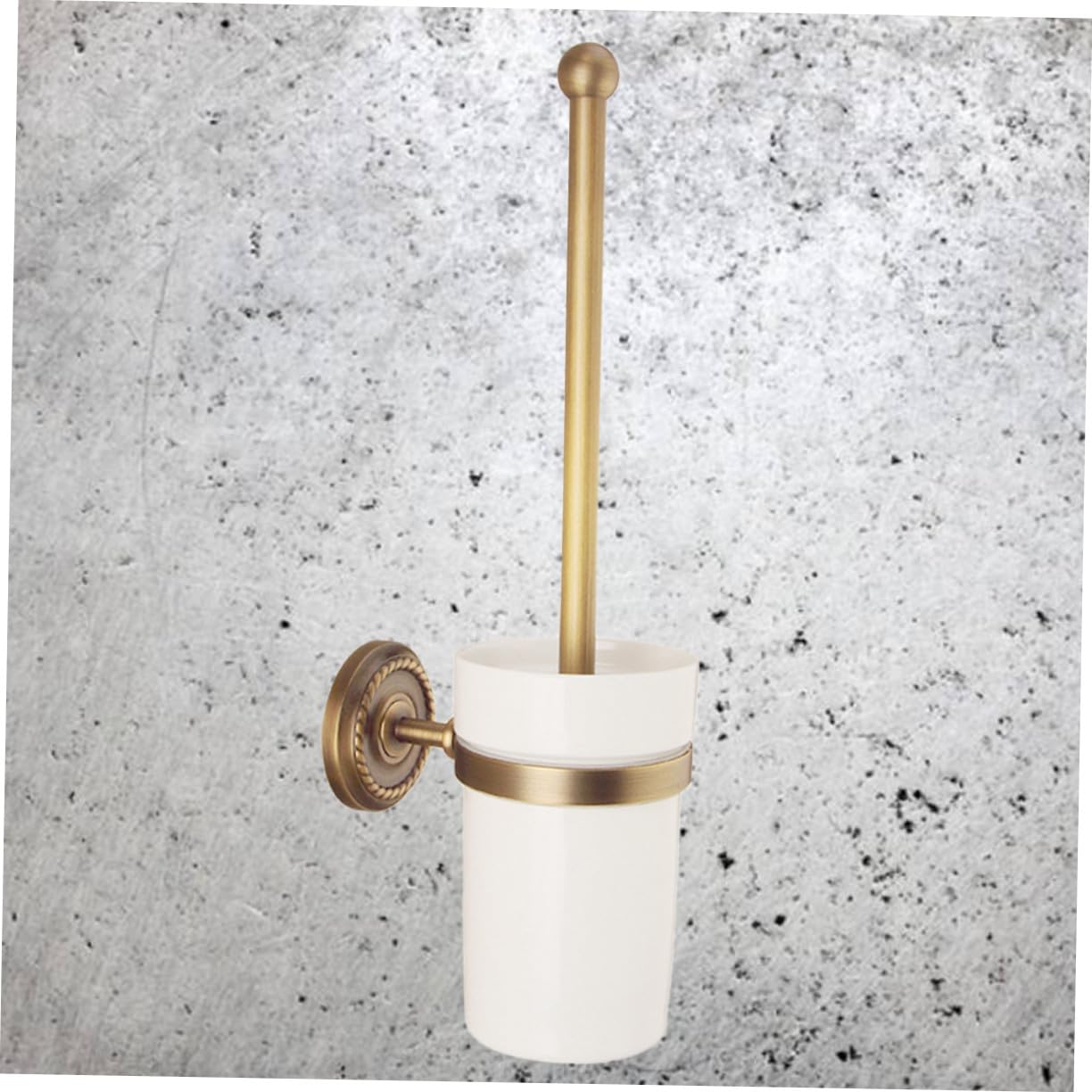 Healifty Conjunto de Cepillo y Soporte Vintage de Cobre Antiguo para Baño Cepillo de Cerdas Suaves y Mango para Hogar Hotel y Oficina Montaje Pared para Limpieza