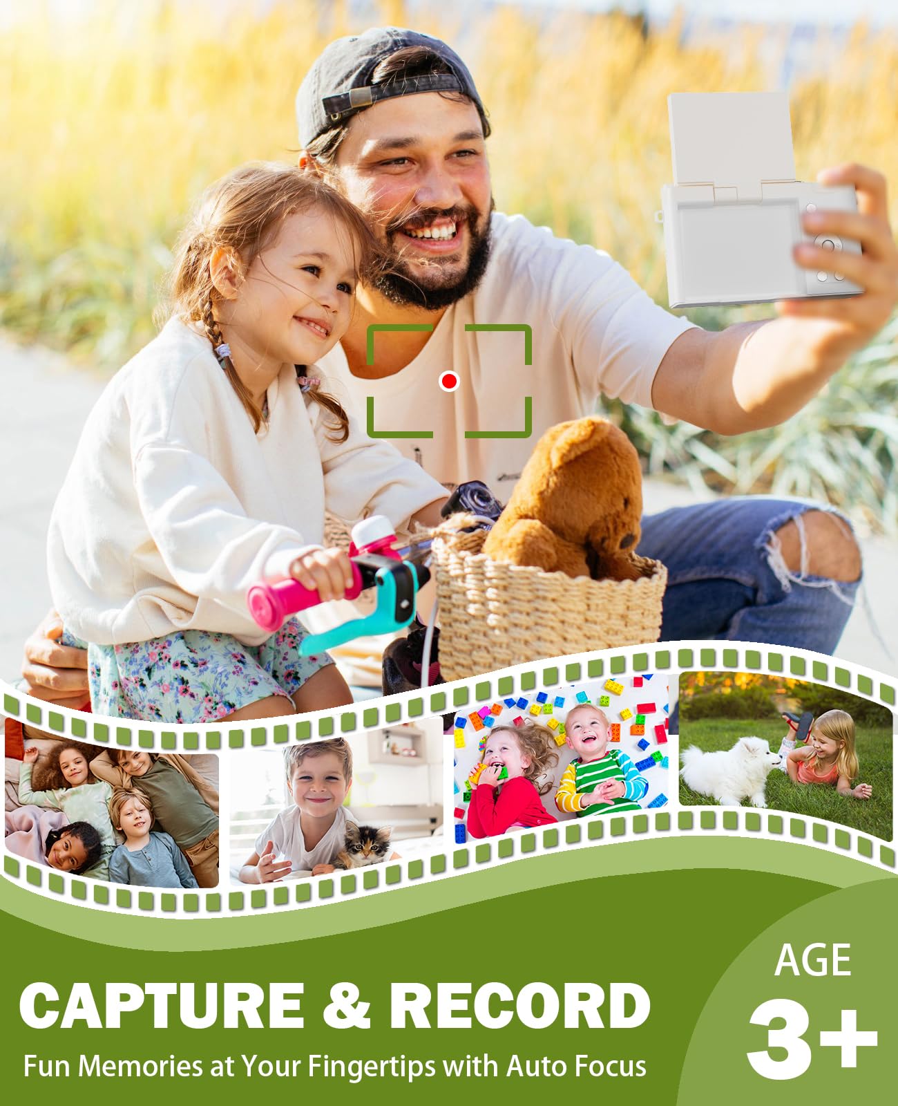 HEYMAO Kids Digital Camera 64MP 1080P 2.4" Flip Screen 32GB SD Card Boys and Girls Toys Camera Kids 3-12 Years - Image 4