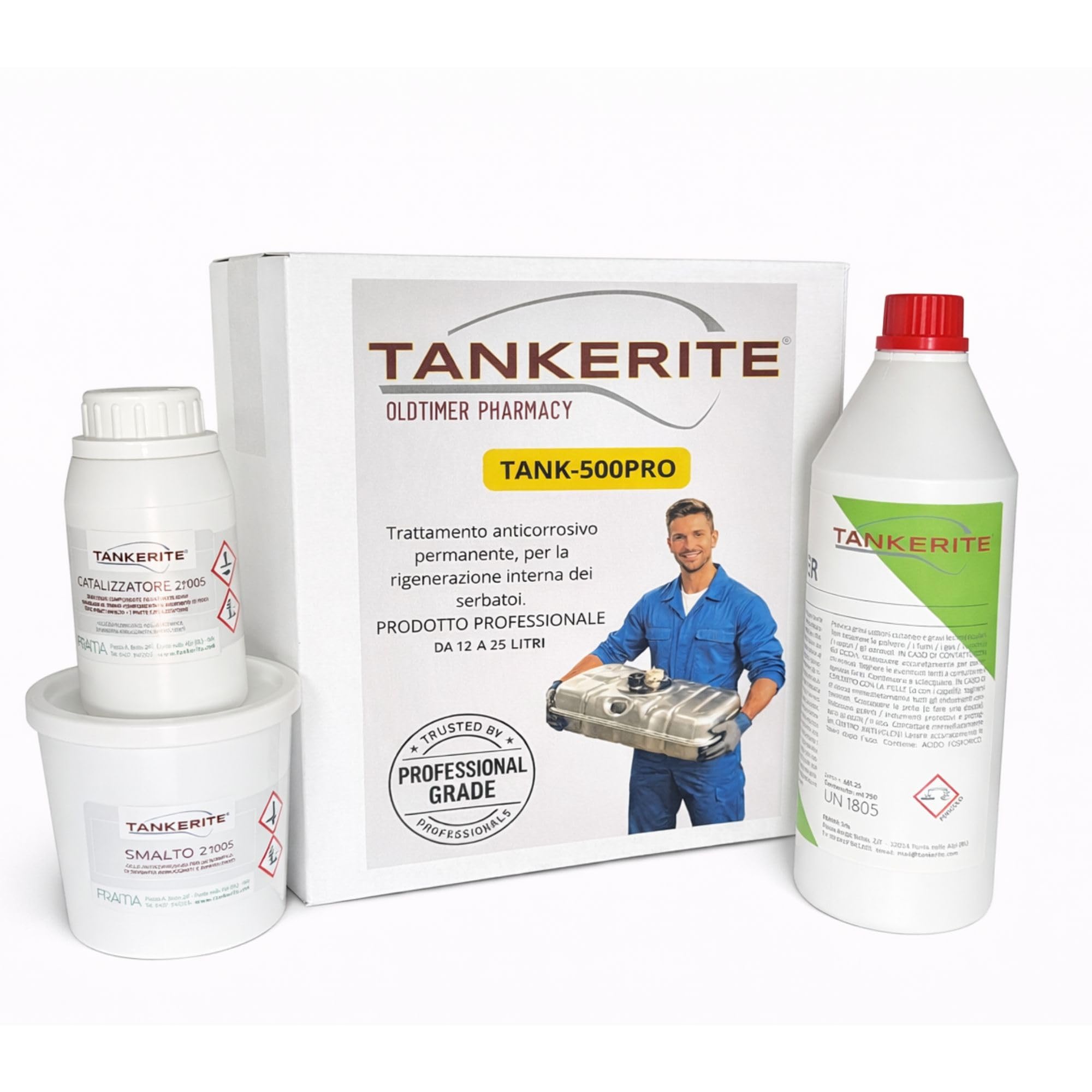 TANK-500PRO TANKERITE trattamento bonifica serbatoi KIT MEDIO 500 gr. per serbatoi fino a 20/25 lt.
