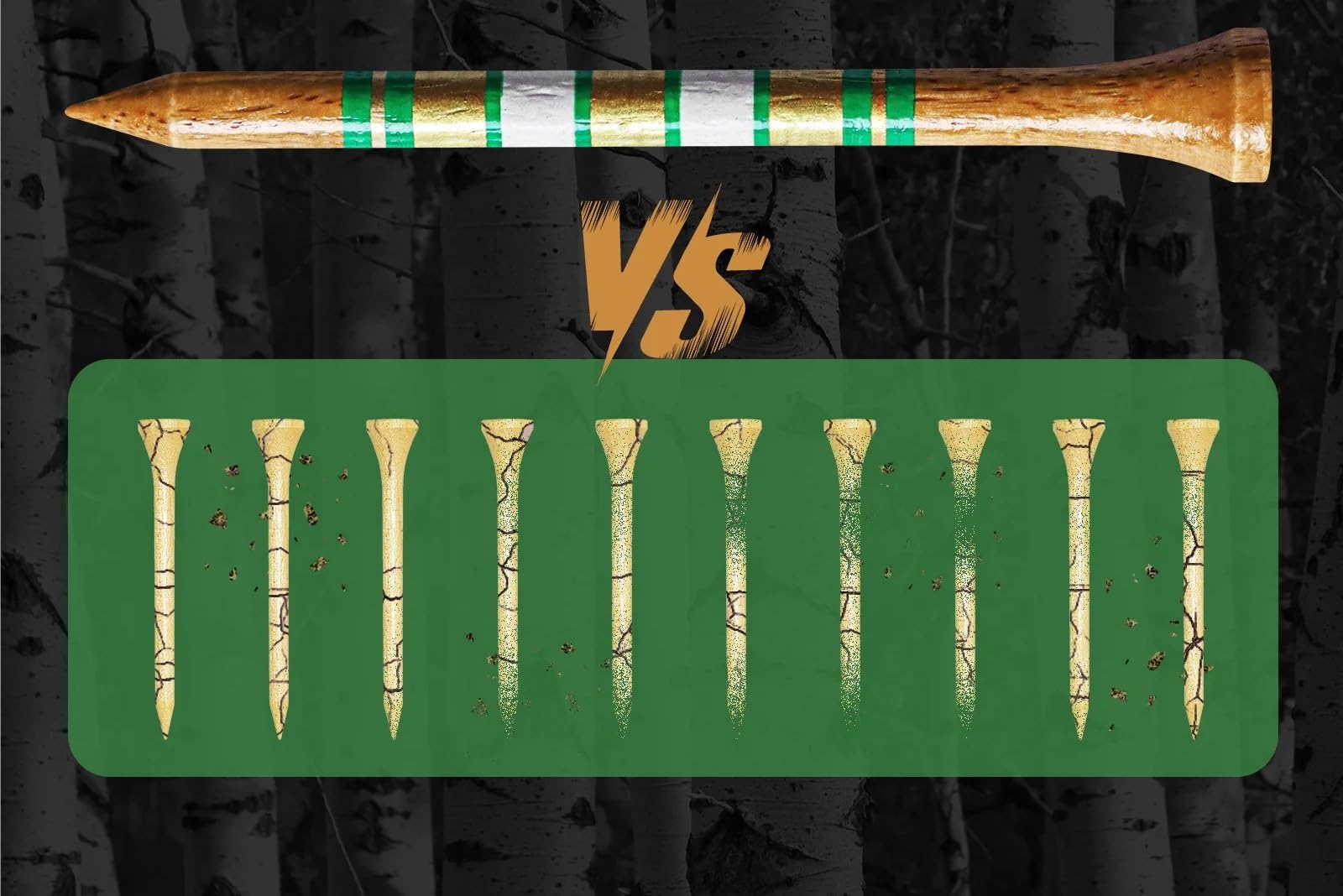 Golf Tee Golf-Tees aus Holz for Herren – 2 3/4 und 3 1/4 Zoll, Westernbirke, 250er-Packung | Reduziert Reibung, stabile Basis