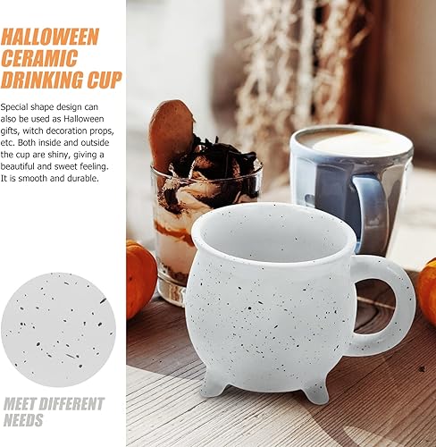 Miniatura 7 de DOITOOL Taza de bruja de caldero blanco, caldero de cerámica, decoración de Halloween, taza de café de Halloween, regalo para fiesta de Halloween,
