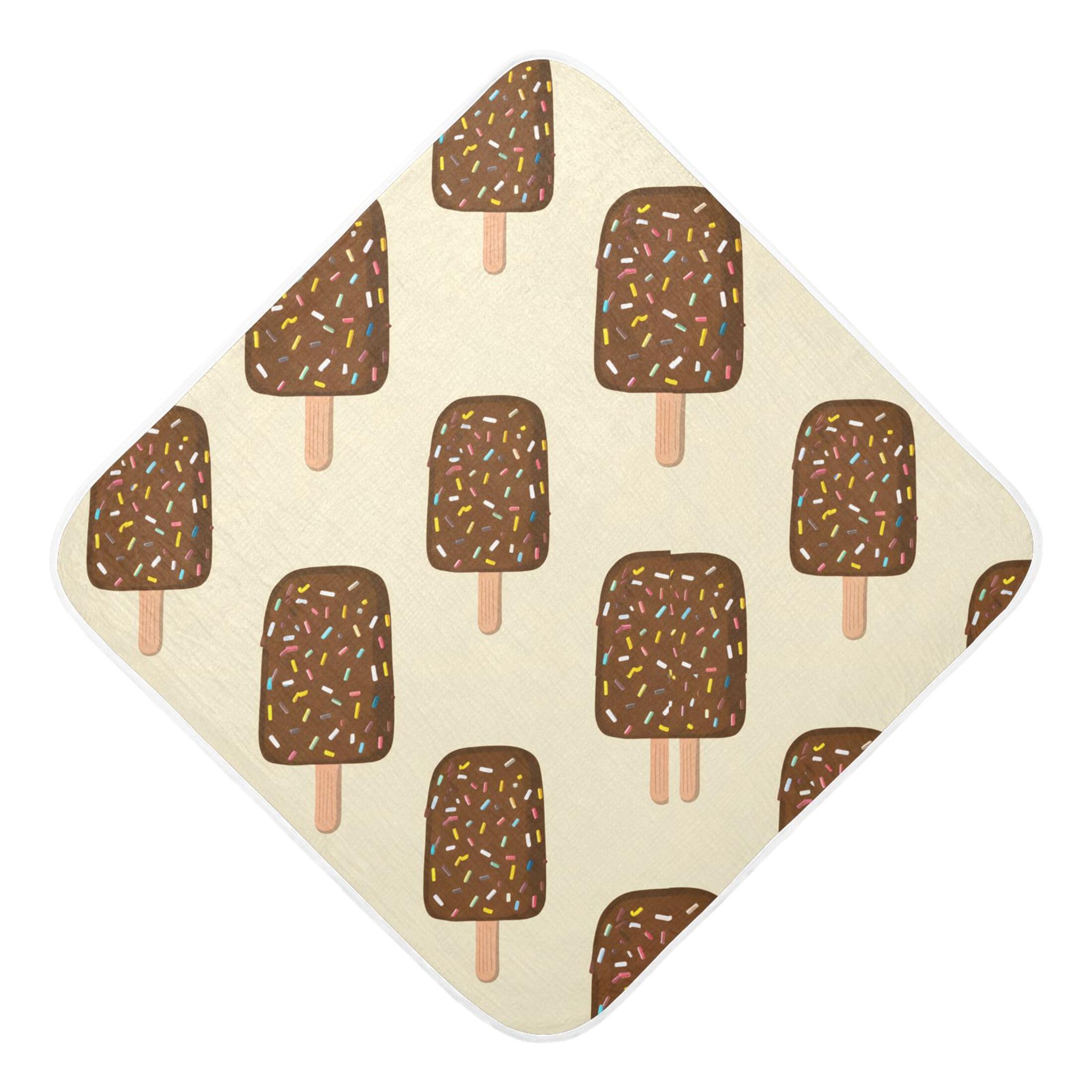 Kigai Baby Hooded Towel Absorbent Baby Bath Shower Towel with Hood for Newborn Boys Girls Babies Infant Toddler (Popsicles with Chocolate 30 x 30 in)