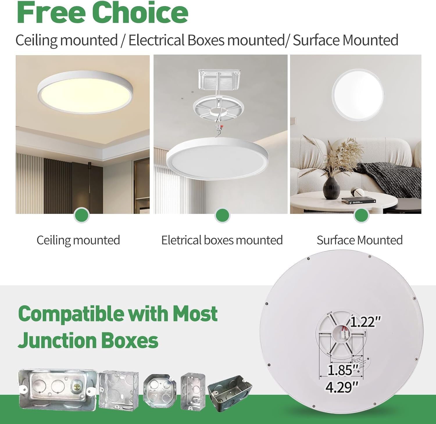 12Inch 12PK White LED Flush Mount Ceiling Light, 24W, 2520LM, 3CCT image 3