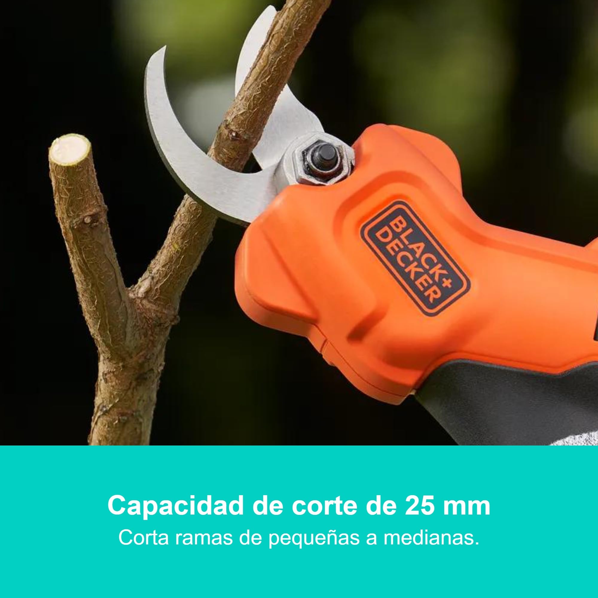 BLACK+DECKER Tijera de podar eléctrica de 18V con batería, BCPP18D1-QW | Potencia inalámbrica de 18 V, Capacidad de corte de 25 mm, Hasta 500 cortes