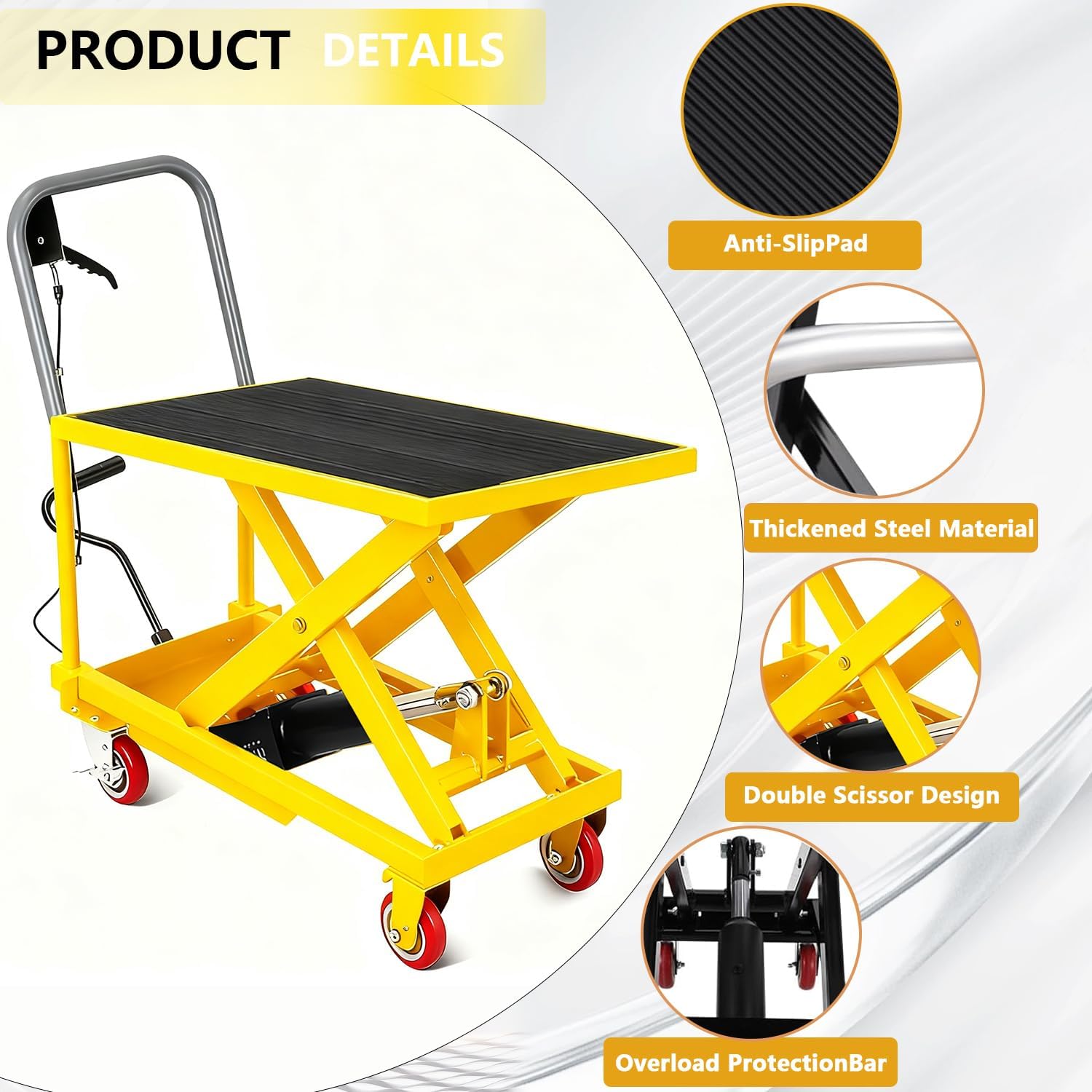 Garvee Table élévatrice hydraulique professionnelle – Capacité 227kg