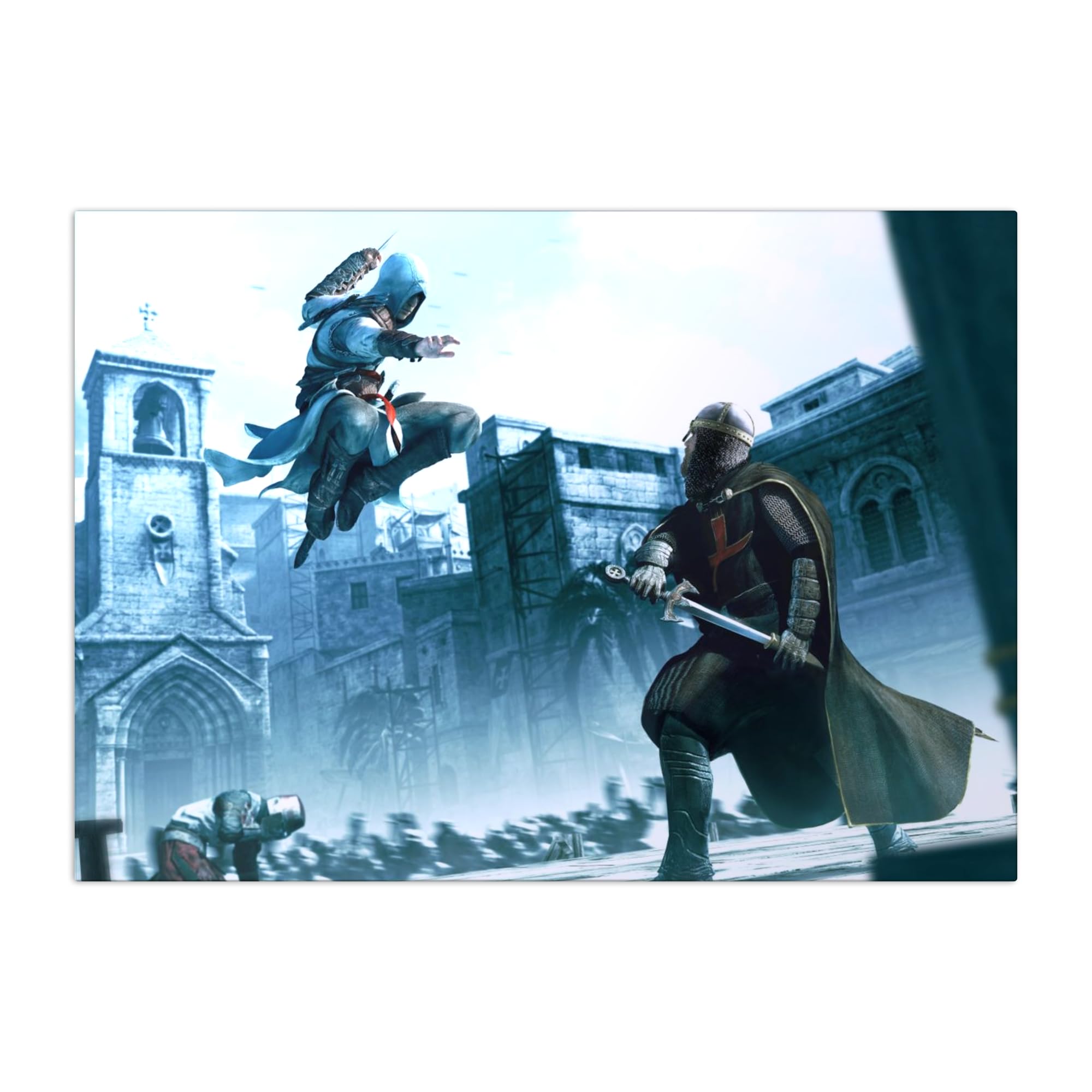 Displate - Poster aus Metall - Einfache Montage ohne Bohren - Assassin's Creed - Assassin's Creed Altair - Fighting Altair - Größe M - 32 x 45 cm Matt