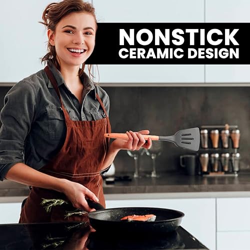 Miniatura 3 de Juego de utensilios de cocina de 12 piezas antiadherentes resistentes al calor, espátula, cucharón, cucharón de sopa, pinzas con soporte, licuadora,