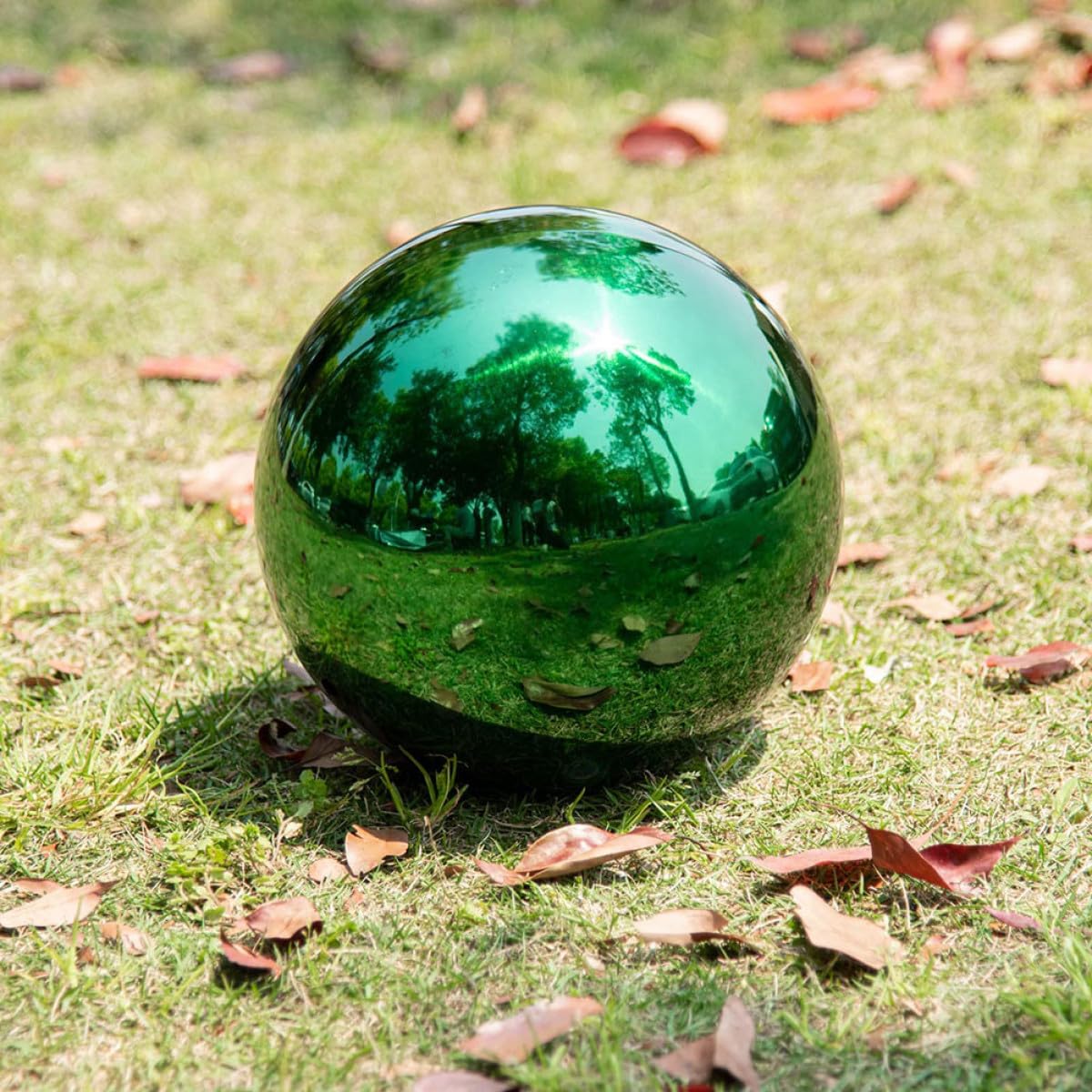 GALPADA Sfera Riflettente Verde da Giardino in Inossidabile 2 Design Chic e Robusto, per Decorazione Natalizia da Esterno o Centrotavola Professionale